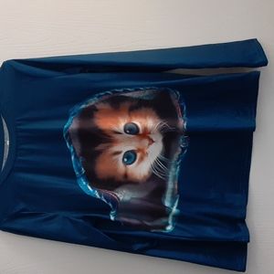 Women's 3D kitten print long sleeve tshirt